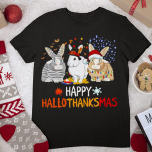 Rabbit Happy hallothanksmas Christmas Sweatshirt