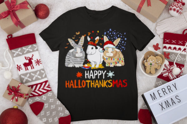 Rabbit Happy hallothanksmas Christmas Sweatshirt