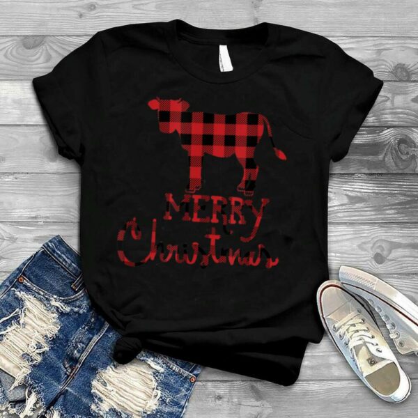 Red Plaid Cow Lovers Owners Christmas Matching Family Pajama T Shirt