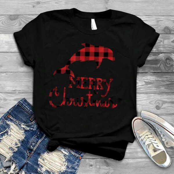 Red Plaid Dolphin Lover Christmas Matching Family Pajama T Shirt