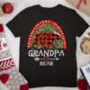 Red Plaid Grandpa Bear Christmas Rainbow Pajama Matching T Shirt