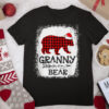 Red Plaid Granny Bear Christmas Family Pajama Matching T Shirt