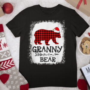 Red Plaid Granny Bear Christmas Family Pajama Matching T Shirt