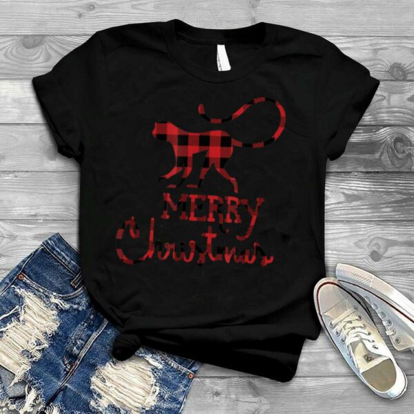 Red Plaid Monkey Lover Cute Christmas Matching Family Pajama T Shirt