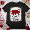 Red Plaid Oma Bear Christmas Family Pajama Matching T Shirt
