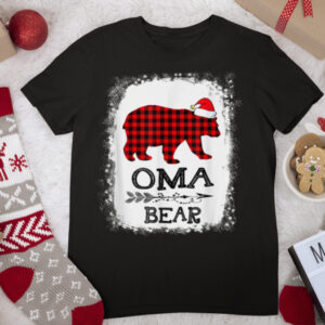 Red Plaid Oma Bear Christmas Family Pajama Matching T Shirt