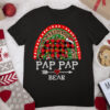 Red Plaid Pap Pap Bear Christmas Rainbow Pajama Matching T Shirt