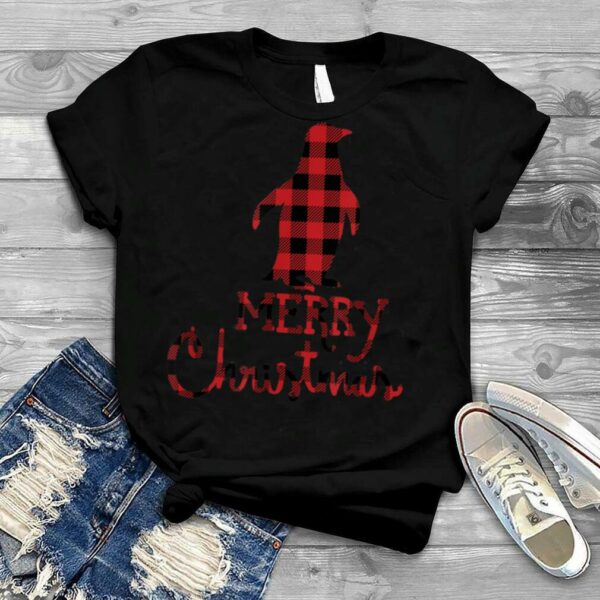 Red Plaid Penguin Lover Christmas Matching Family Pajama T Shirt