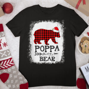 Red Plaid Poppa Bear Christmas Family Pajama Matching T Shirt