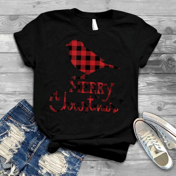 Red Plaid Sparrow Lover Christmas Matching Family Pajama T Shirt