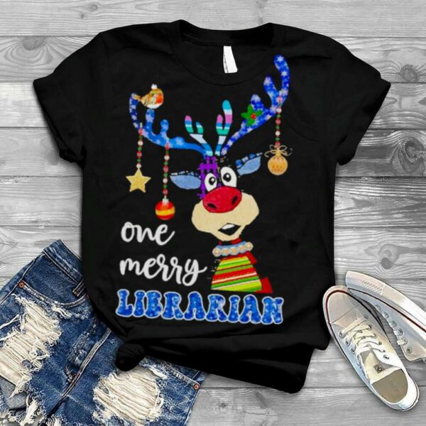 Reindeer Bauble One Merry Librarian Merry Christmas 2022 shirt