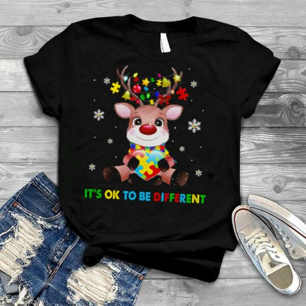 Reindeer Hug Heart Autism It’s Ok To Be Different Christmas Shirt