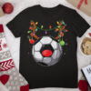 Reindeer Soccer Christmas Lights Santa Sweater Ugly Merry T Shirt
