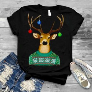 Reindeer Wearing Sweater Moustache Lights Ugly Christmas 2022 shirt
