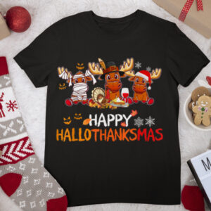 Reindeers Happy Hallothanksmas Thanksgiving Christmas X mas T Shirt