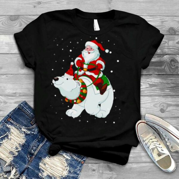 Riding Polar Bear Christmas Bear Santa shirt