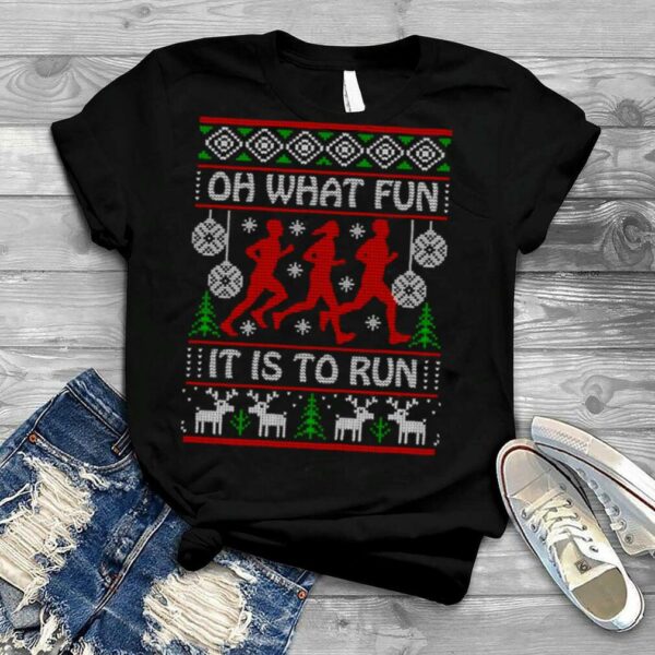 Runners Oh What Fun It Is To Run Ugly Knitted Pattern Christmas shirt