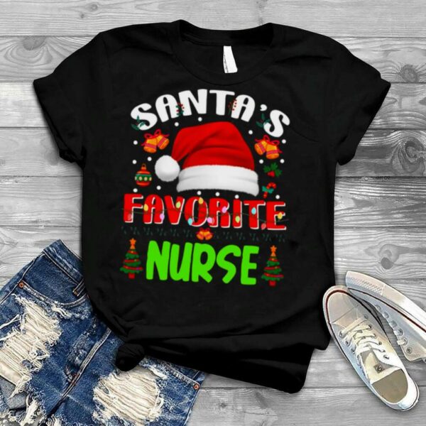 Santa’s Favorite Nurse Christmas Xmas Tree Winter Nurse Christmas shirt