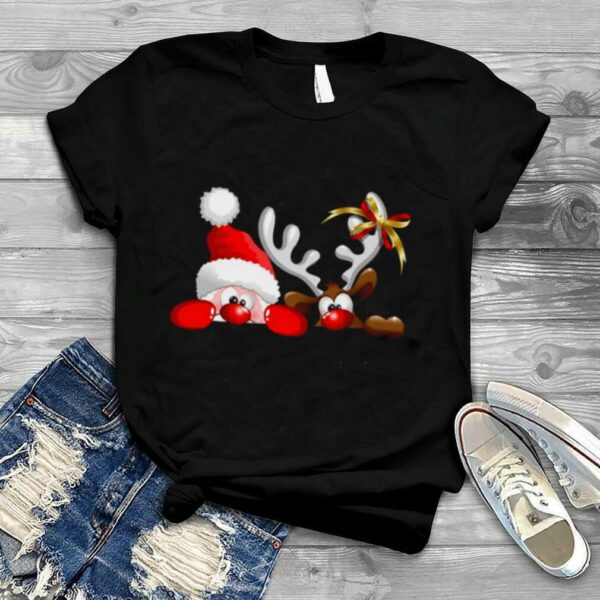 Santa And Reindeer Cartoon Funny Christmas shirt