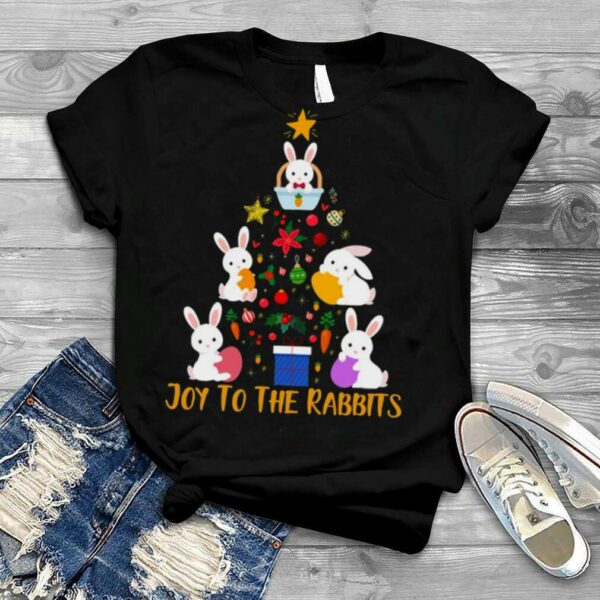 Santa Art Joy To The Rabbits Christmas Tree shirt