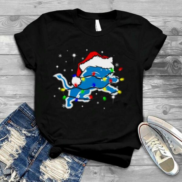 Santa Detroit Lions Logo Lights Christmas shirt