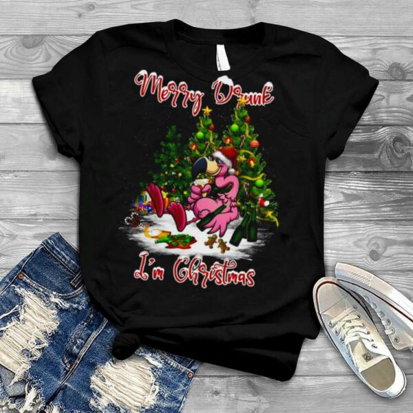 Santa Flamingo Merry Drunk I’m Christmas Tree Gift shirt