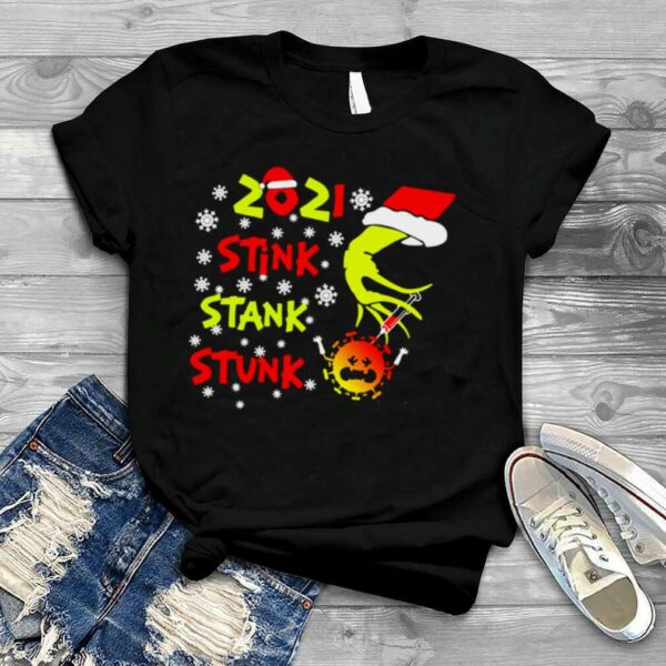 Santa Grinch Hand 2021 Stink Stank Stunk Coronavirus Christmas Sweat T shirt