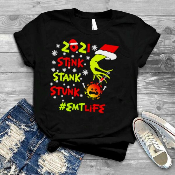 Santa Grinch Hand 2021 Stink Stank Stunk EMT Life Coronavirus Christmas Sweater T shirt