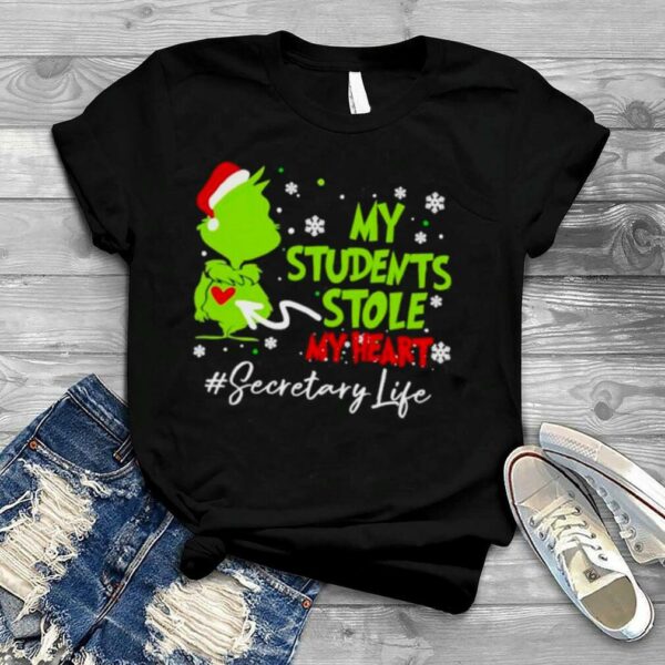 Santa Grinch My Students Stole My Heart #Secretary Christmas shirt