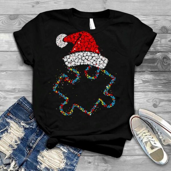 Santa Hat Autism Light Merry Christmas Shirt