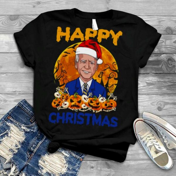 Santa Hat Christmas Funny Anti Joe Biden Halloween Spooky Night shirt