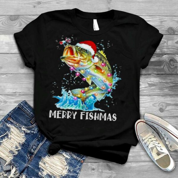 Santa Hat Fish Christmas For Men Grandpa T Shirt