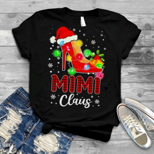 Santa High heeled Mimi Claus Merry Christmas light shirt