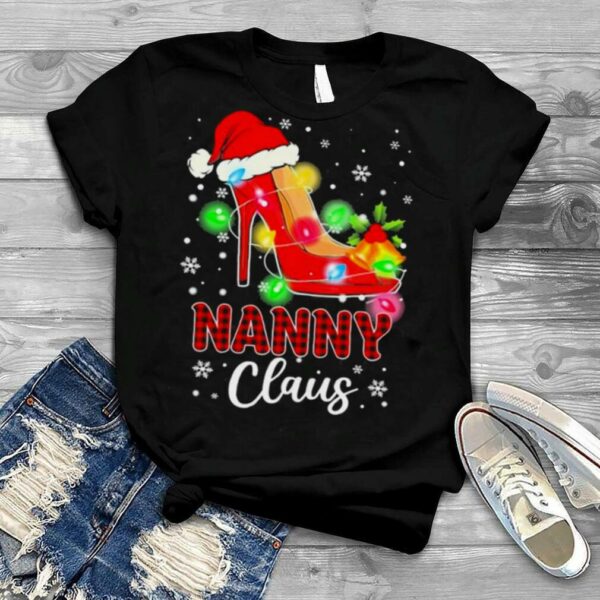 Santa High heeled Nanny Claus Merry Christmas light shirt