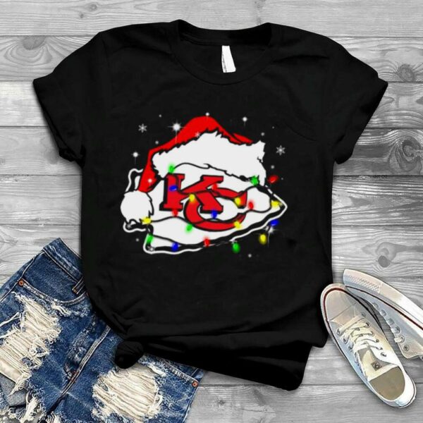 Santa Kansas City Chiefs Logo Lights Christmas shirt