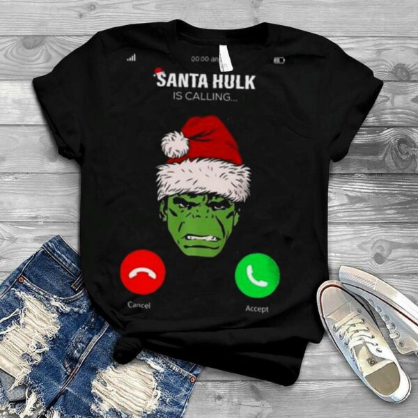 Santa Marvel Avengers Hulk Calling Christmas Shirt