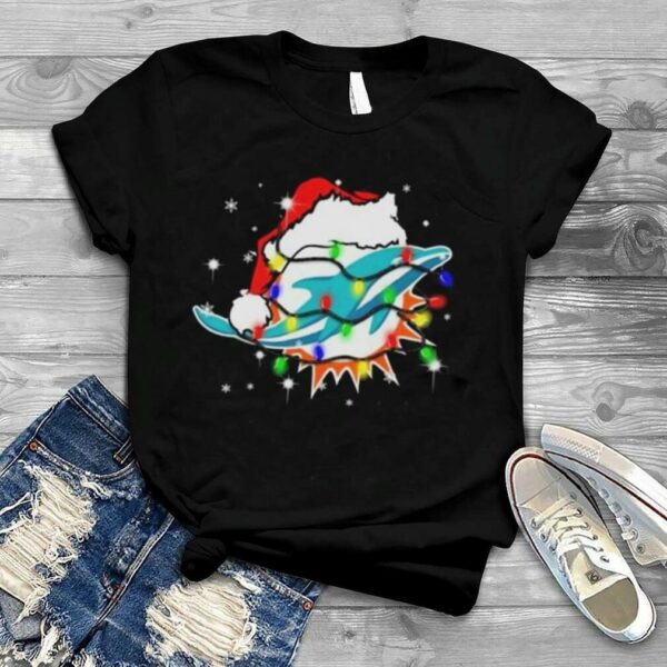 Santa Miami Dolphins Logo Lights Christmas Shirt