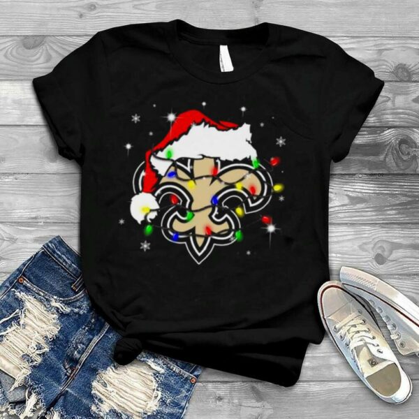 Santa New Orleans Saints Logo Lights Christmas shirt