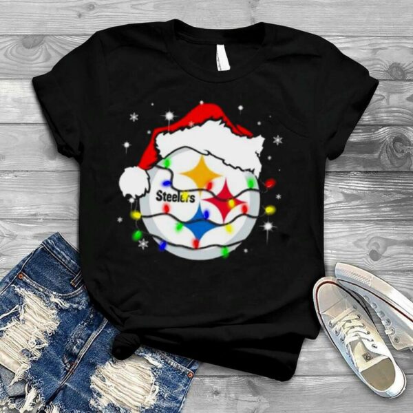 Santa Pittsburgh Steelers Logo Lights Christmas shirt