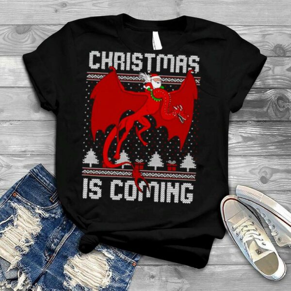 Santa Rides Dragon Christmas Is Coming shirt