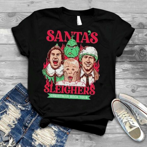 Santa Sleighers Christmas Rock Tour Home Alone Funny Xmas 2022 shirt