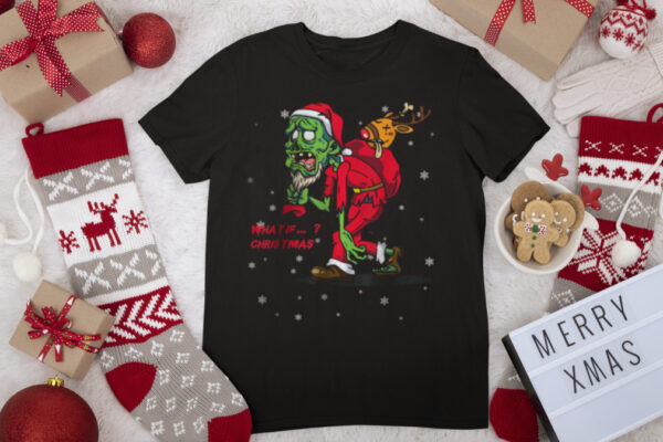 Santa Zombie Walking Dead Christmas Costume Gift T Shirt