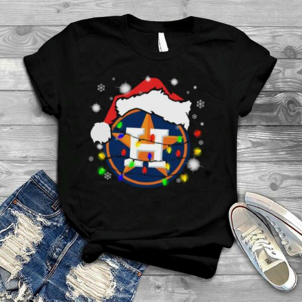 Santa houston astros lights merry Christmas lights T shirt