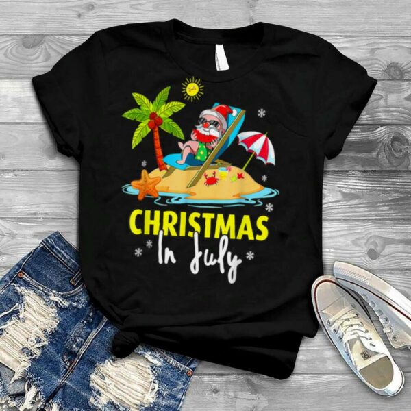 Santas Beach Palmen Sonne Men Woman Kids Christmas in July T Shirt