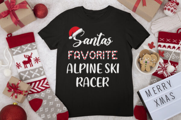 Santa’s Favorite Alpine Ski Racer Christmas Skiing T Shirt