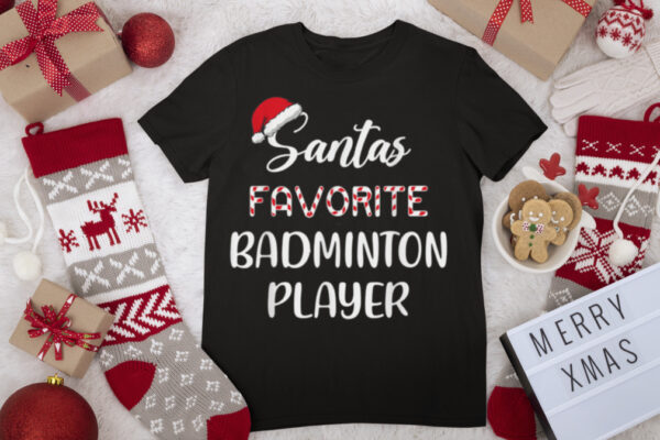 Santa’s Favorite Badminton Player Christmas Badminton T Shirt