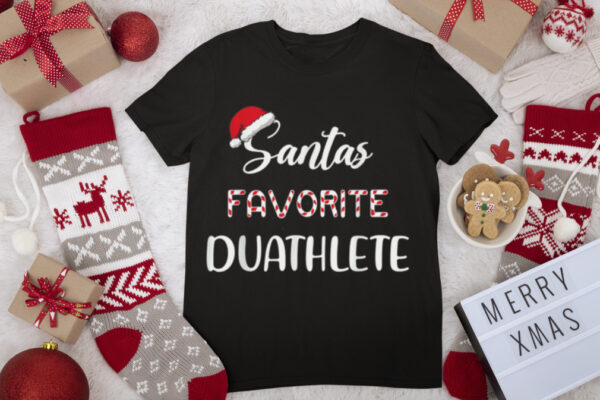 Santa’s Favorite Duathlete Christmas Duathlon T Shirt