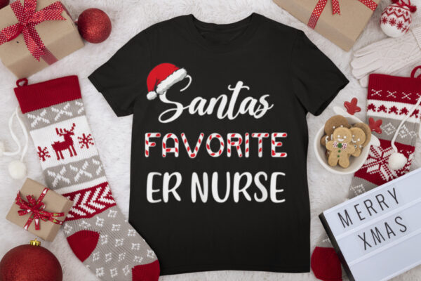 Santa’s Favorite ER nurse Christmas T Shirt