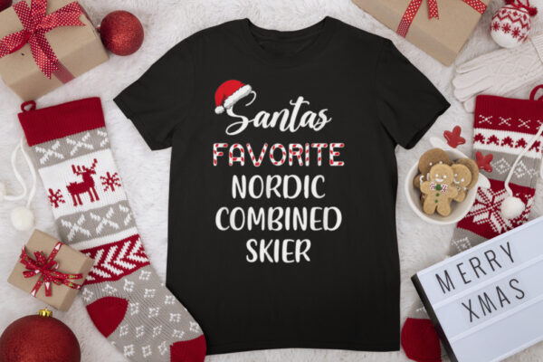 Santa’s Favorite Nordic Combined Skier Christmas T Shirt