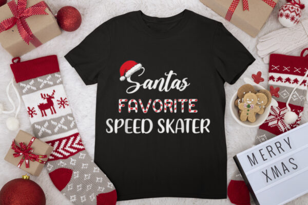 Santa’s Favorite Speed Skater Christmas Skating T Shirt